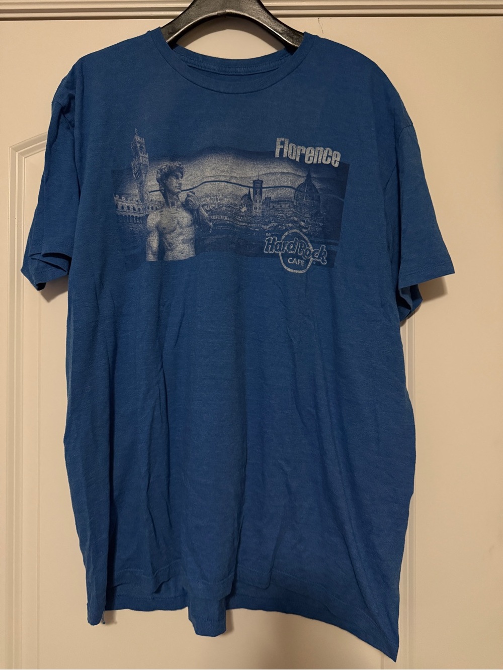Hard Rock Cafe Men’s XL Blue Florence, Italy Graphic Short Sleeve Tee. Like new.
